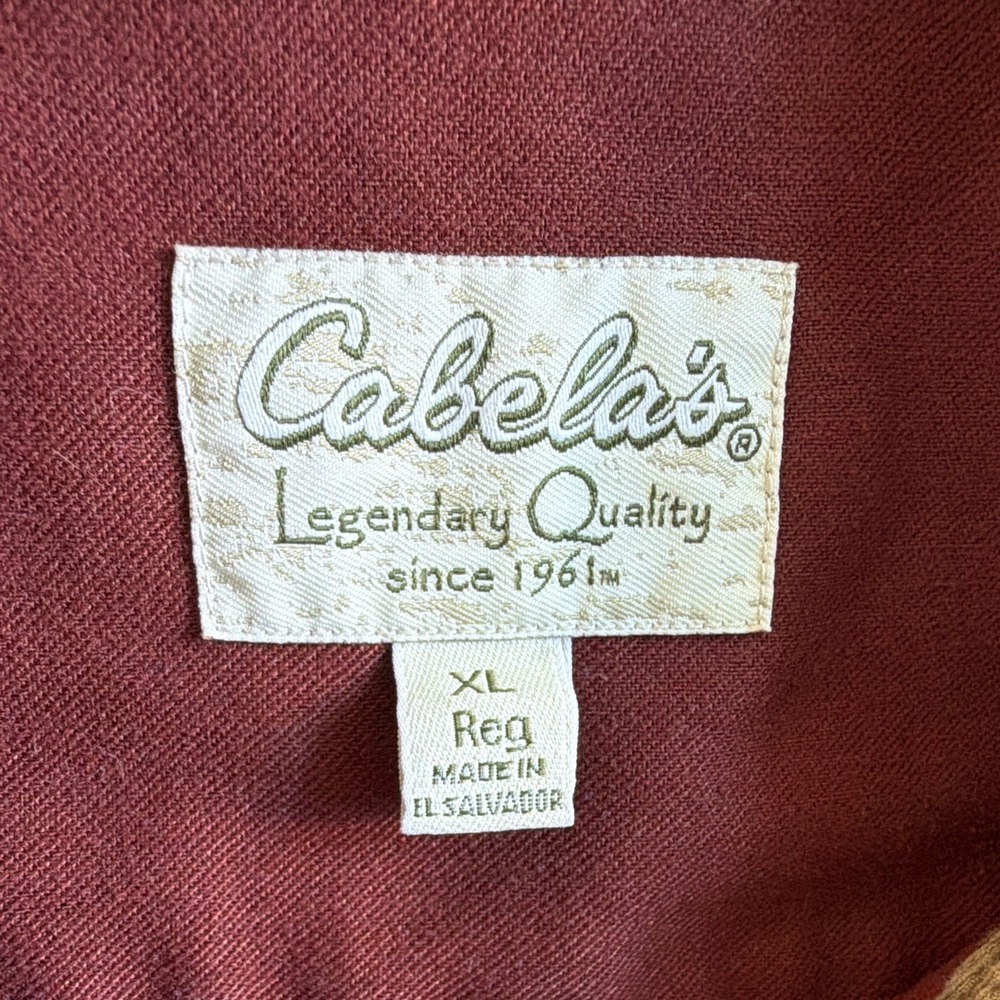 Cabela's Thick Button Up Shirt Mens XL Regular Red Solid Long Sleeve Pockets - Picture 3 of 10